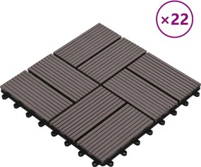 vidaXL Πλάκα Κατασκευής 22 pcs Σκούρο Καφέ 30 x 30 cm WPC