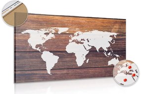 Εικόνα στον παγκόσμιο χάρτη φελλού με ξύλινο φόντο - 90x60  arrow