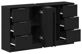 vidaXL Μπουφέδες 2 τμχ Μαύρο Δρυς 60x30x70 εκ Επεξεργασμένο ξύλο
