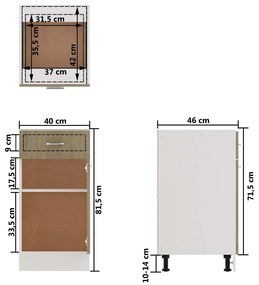 Ντουλάπι με Συρτάρι Sonoma Δρυς 40x46x81,5 εκ. Επεξ. Ξύλο - Καφέ