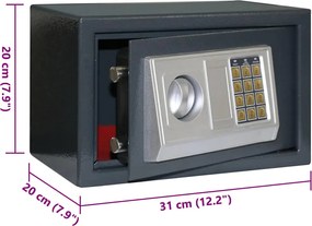 vidaXL Ψηφιακό Ασφαλές Σκούρο γκρι 31 x 20 x 20 εκ. Ατσάλι