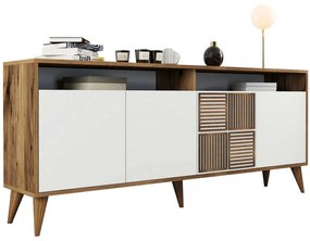 Μπουφές HM9431.02 Με Πόρτες 180x35x78,6cm Walnut-White Μελαμίνη