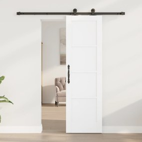 vidaXL Συρόμενη Πόρτα με Σετ Εξαρτημάτων Λευκή 61x198.5 cm Συμπαγές Ξύλο Πεύκου