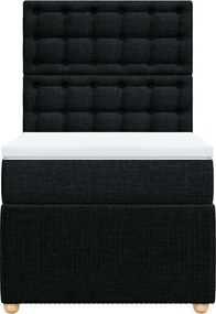 vidaXL Κρεβάτι Boxspring με Στρώμα Μαύρο 90x190 εκ.Υφασμάτινο