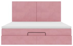 vidaXL Οθωμανικό κρεβάτι με στρώματα ροζ 180x200cm Velvet