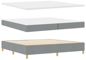 vidaXL Κρεβάτι Box Spring με Στρώμα & Μπάγκα Ανοιχτό Γκρι 200x200 εκ. Ύφασμα
