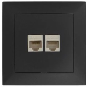 Πρίζα Δικτύου RJ45 Κατηγορία 6 Διπλή Πλήρης Lumen-15-02001-Ανθρακί 15-02001
