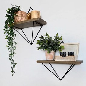 Ράφι Τοίχου Καρυδί / Μαύρο SEBROCA 30x14x30