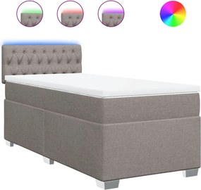 vidaXL Κρεβάτι Boxspring με Στρώμα Taupe 100 x 200 εκ. Υφασμάτινο