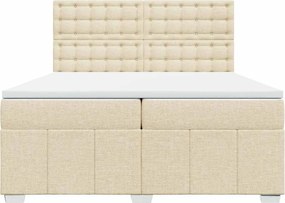 vidaXL Κρεβάτι Boxspring με Στρώμα Κρεμ 200x200 εκ. Υφασμάτινο