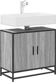 vidaXL Ντουλάπι νιπτήρα μπάνιου γκρι Sonoma 65x33x60 cm