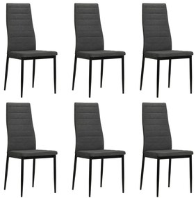 Καρέκλες Τραπεζαρίας 6 τεμ. Σκούρο Γκρι Υφασμάτινες
