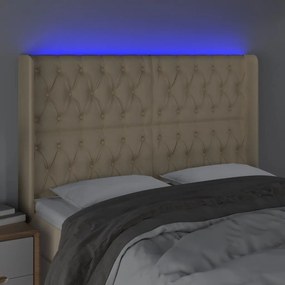 Κεφαλάρι Κρεβατιού LED Κρεμ 147x16x118/128 εκ. Υφασμάτινο - Κρεμ