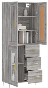 vidaXL Ντουλάπι Γκρι Sonoma 69,5 x 34 x 180 εκ. Επεξεργασμένο Ξύλο