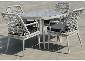 CENTRAL SET ΤΡΑΠΕΖΑΡΙΑ ΚΗΠΟΥ ALU &amp; ROPE GREY-ΜΑΞΙΛ.ΑΝΘΡΑΚΙ: ΤΡΑΠΕΖΙ Φ100CM + 4 ΠΟΛΥΘΡΟΝΕΣ