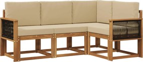 vidaXL Σειρά Καναπέ Εξωτερικού 4 pcs Φυσικό και Μπεζ Πολυεστέρας