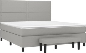 vidaXL Κρεβάτι Boxspring με Στρώμα Ανοιχτό Γκρι 180x200 εκ. Υφασμάτινο