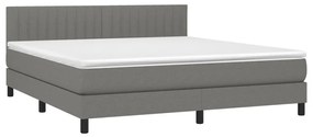 Κρεβάτι Boxspring με Στρώμα Σκούρο Γκρι 160x200 εκ Υφασμάτινο - Γκρι