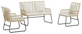 vidaXL Σέτ φαγητού για κήπο 3 pcs Μαύρο, Ανθρακί Πολυ rattan, ατσάλι