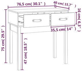 Τραπέζι κονσόλα Καφέ μελί 76,5x40x75 εκ. Μασίφ Ξύλο Πεύκου - Καφέ