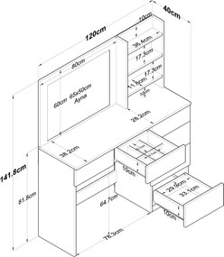 Τουαλέτα Μακιγιάζ Λευκό BRUFLER 110x40x141.8