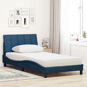vidaXL Κρεβάτι με Στρώμα Hanko Μπλε 100 x 200 εκ. Υφασμάτινο