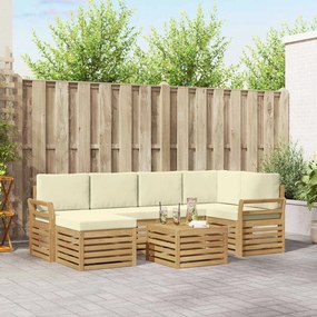 vidaXL Σειρά Καναπέ Εξωτερικού 7 τμχ. Λευκό και Κρεμ Πολυεστέρας