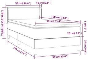 ΚΡΕΒΑΤΙ BOXSPRING ΜΕ ΣΤΡΩΜΑ ΚΡΕΜ 90X190 ΕΚ.ΥΦΑΣΜΑΤΙΝΟ 3130078