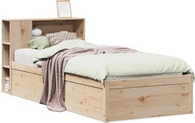 vidaXL Σκελετός Κρεβατιού Χωρίς Στρώμα 75x190 εκ Μασίφ Ξύλο Πεύκου