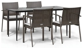 vidaXL Σετ Τραπεζαρίας Κήπου 5 τεμ. Συνθ. Ρατάν / Ατσάλι με Μαξιλάρια