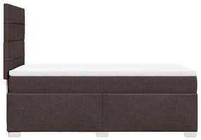 Κρεβάτι Boxspring με Στρώμα Σκούρο Καφέ 90x200 εκ. Υφασμάτινο - Καφέ