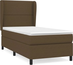 vidaXL Κρεβάτι Boxspring με Στρώμα Σκούρο Καφέ 90x200 εκ. Υφασμάτινο