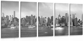 Εικόνα 5 τμημάτων μοναδική Νέα Υόρκη σε ασπρόμαυρο - 100x50