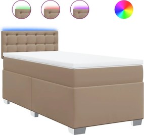 vidaXL Κρεβάτι Boxspring με Στρώμα Καπουτσίνο 90x200εκ.από Συνθ. Δέρμα