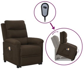 vidaXL Πολυθρόνα Μασάζ με Ανύψωση Σκούρο Καφέ Υφασμάτινη