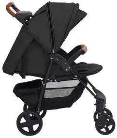 vidaXL Καροτσάκι Μωρού 2 σε 1 Ανθρακί Ατσάλινο