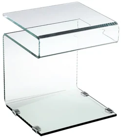 WOODWELL ΕΜ735GLASSER Τραπεζάκι Βοηθητικό Διάφανο Γυαλί 12mm 42x38x48cm ΕΜ735