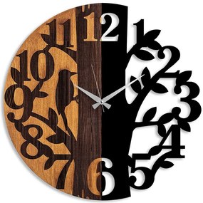 Ρολόι Τοίχου 539TNL1170 Φ56cm Walnut-Black Wallity Μέταλλο,Ξύλο