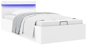 vidaXL Πλαίσιο Κρεβατιού Αποθ. Χώρο/LED Μαύρο 100x200 εκ. Δερματίνη