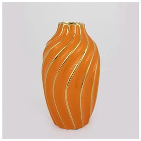 Βάζο Κεραμικό Πορτοκαλί-Χρυσό 14x14x24.5cm 752-20182 Estheti-752-20182-Πορτοκαλί 752-20182