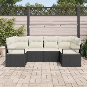 vidaXL Σετ Καναπέ Κήπου 6 pcs Μαύρο, Κρέμα Πολυ rattan, βαμμένο ατσάλι