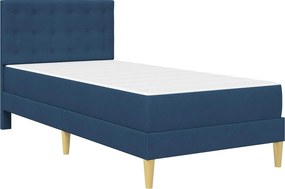 vidaXL Σκελετός κρεβατιού με στρώμα Μπλε 100 x 200 cm Ύφασμα