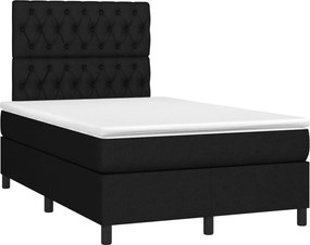vidaXL Κρεβάτι Boxspring με Στρώμα &amp; LED Μαύρο 120x190 εκ. Υφασμάτινο