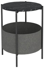 Βοηθητικό τραπεζάκι Kalid Megapap μελαμίνης - υφασμάτινο χρώμα μαύρο εφέ μαρμάρου - γκρι 43x43x60εκ.