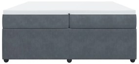 vidaXL Κρεβάτι Boxspring με Στρώμα Σκούρο Γκρι 200x200 εκ. Βελούδινο