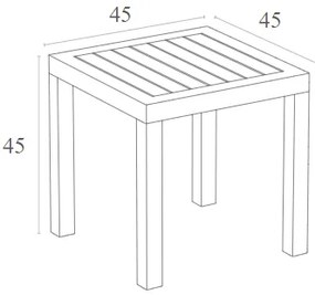 Τραπεζάκι πολυπροπυλένιου Ocean 45X45 Μαύρο