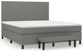 Κρεβάτι Boxspring με Στρώμα Σκούρο Γκρι 180x200 εκ Υφασμάτιν - Γκρι