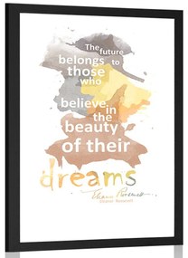 Αφίσα με παρπαστού Γνωμικά για όνειρα - Ελέανορ Ρούσβελτ - 40x60 white