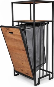 Ράφι Μπάνιου Φυσικό / Μαύρο MAGRI 40x32x74