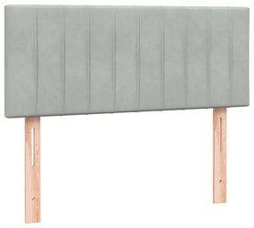 Κρεβάτι Boxspring με Στρώμα Ανοιχτό Γκρι 120x210 εκ. Βελούδινο - Γκρι